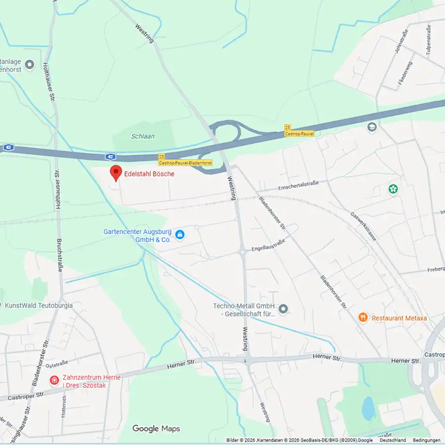 Google Maps mit einer Markierung von Edelstahl Bösche, Castrop-Rauxel